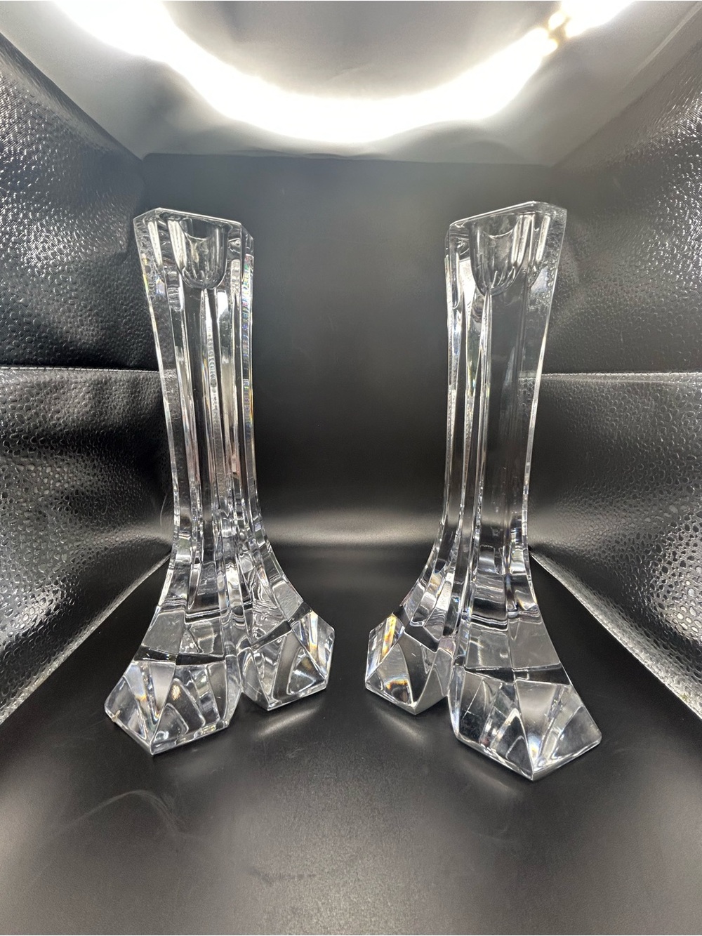 Miller Rogaska Triangle Candle Holders 8”